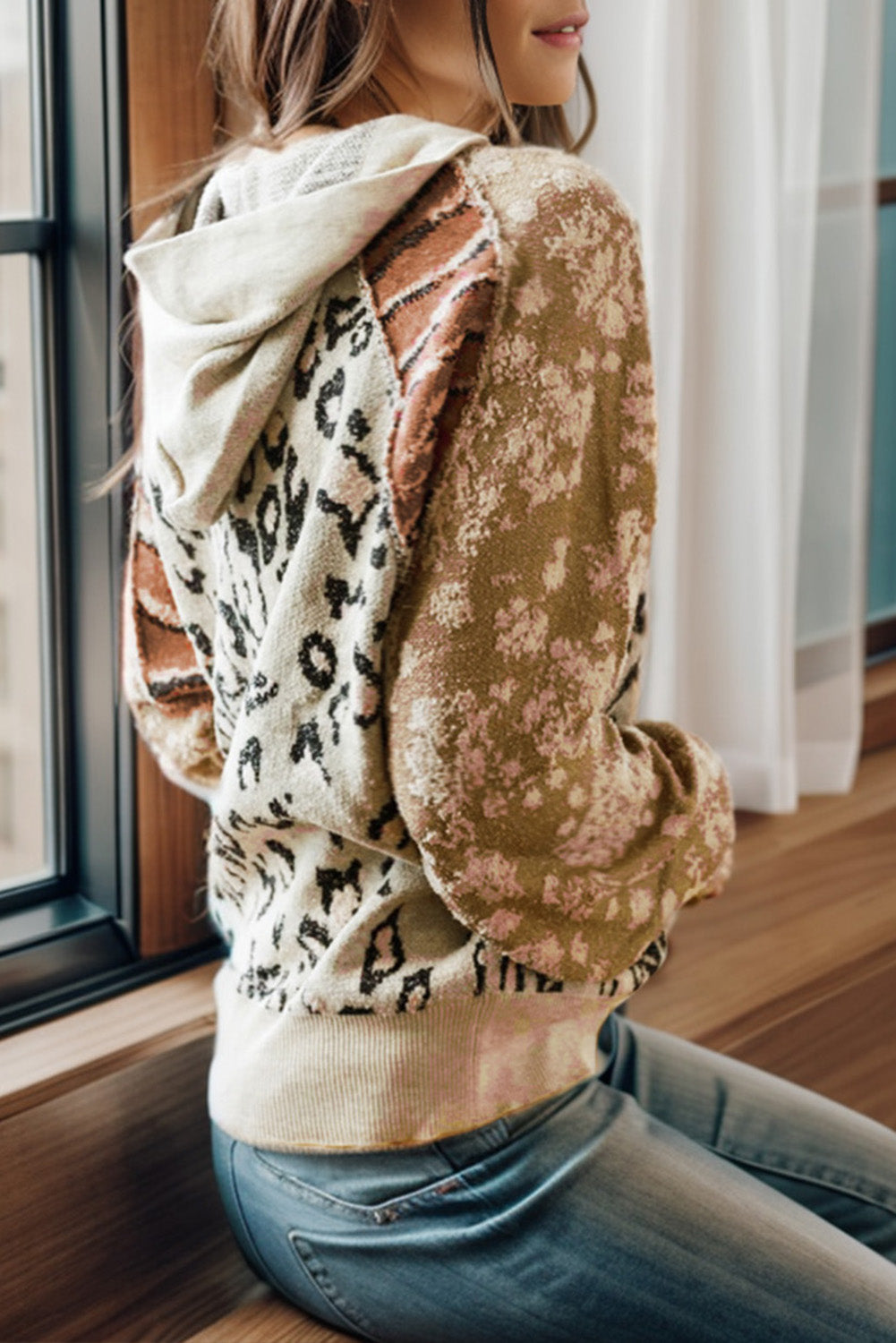 Leopard Drawstring Hooded Sweater